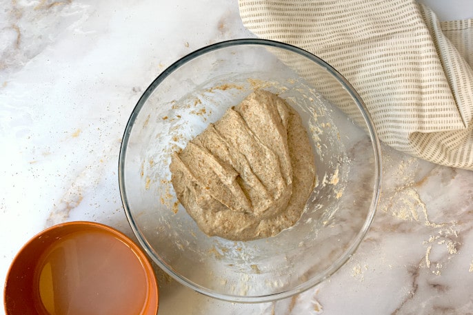 recipe whole grain sourdough bread during folds